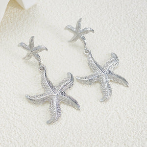 Pendientes de perlas de concha de estrella estrella de diamante de moda