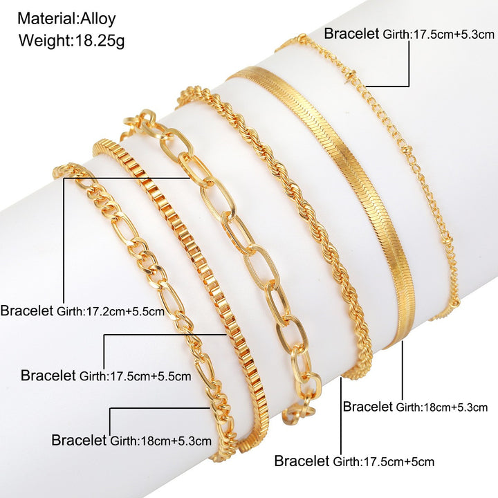 Eenvoudige metalen multi-layer armband zesdelige set