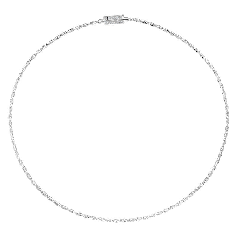 S925 Серебряное колье стерлингового серебряного ожерелья женская легкая роскошная роскошная цепь