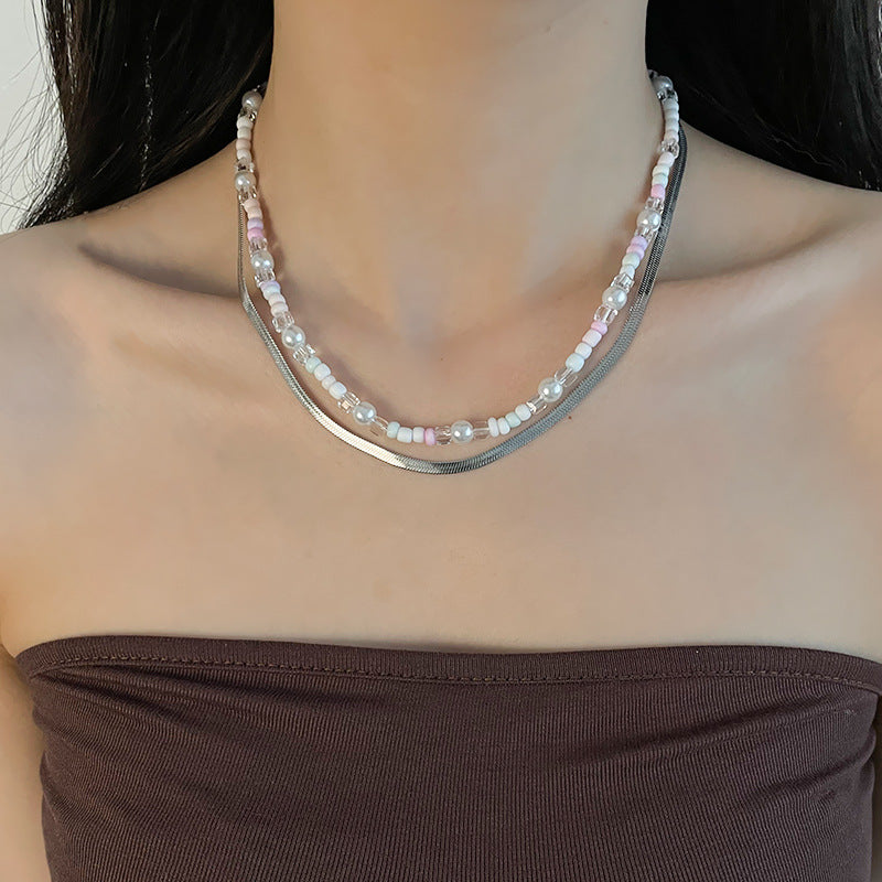 Frauenkette von Frauen bunte Perlen Schlangenknochen Kette