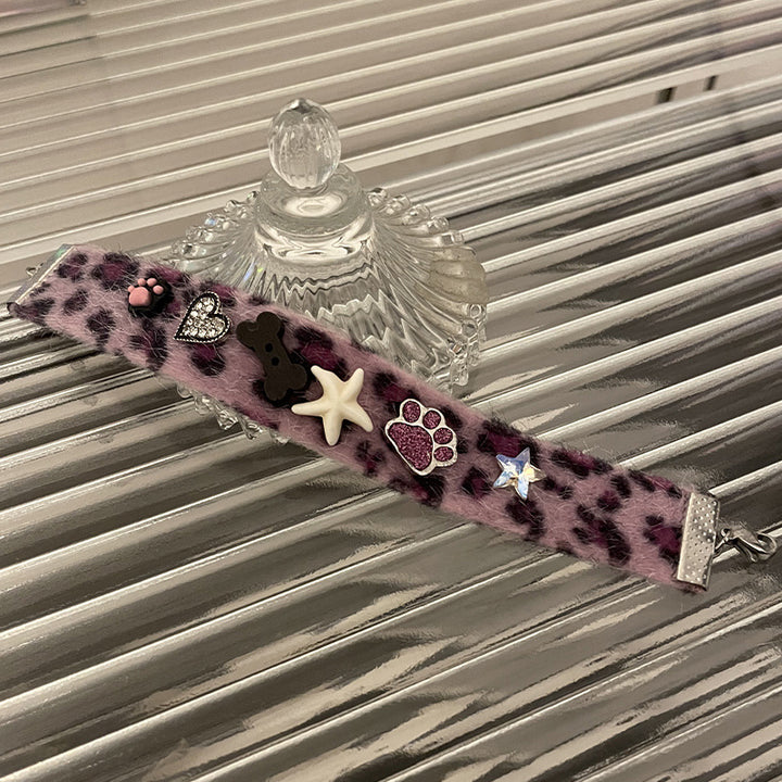 Purple Leopard Print Cat's Paw Heart гривна