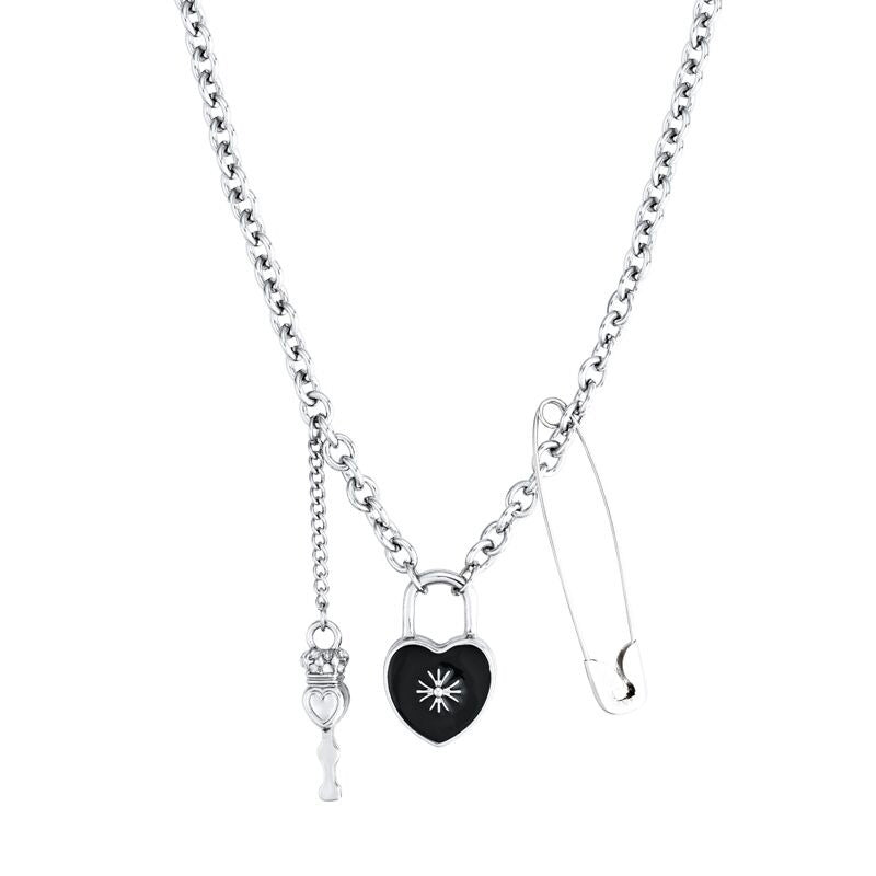 Sweet Cool Personality Love Pin Necklace Female Niche