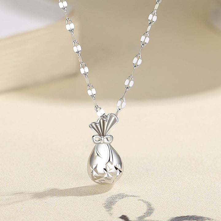 S999 Pure Silver Small Character Character FU Collier en argent sterling bijoux chinois
