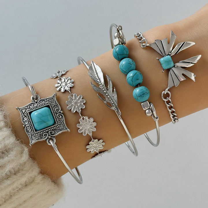 Bracelet à feuilles turquoise