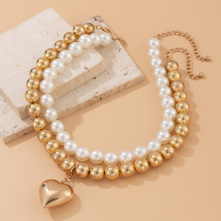 Ornament Perle Heart Clavicic Kette Perlenherzherzgeformt