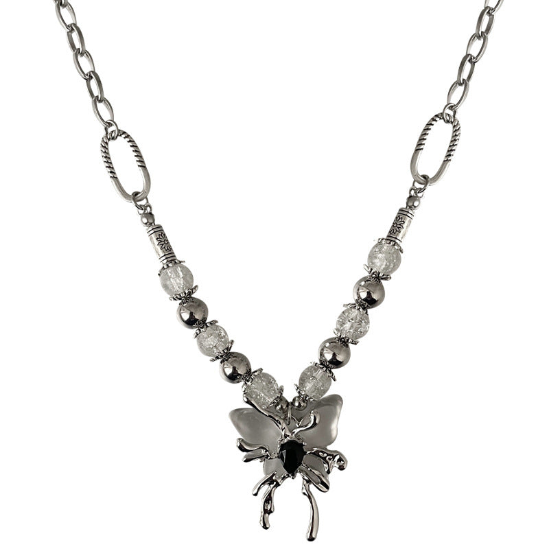 Eis geteilte Perlen nähen Schmetterling Halskette Frauen besonderes Interesse Licht Luxus