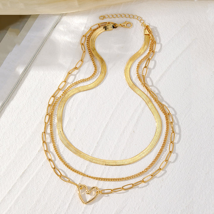 Kettős rétegű nyaklánc kreatív egyszerű őszibarack gyöngy