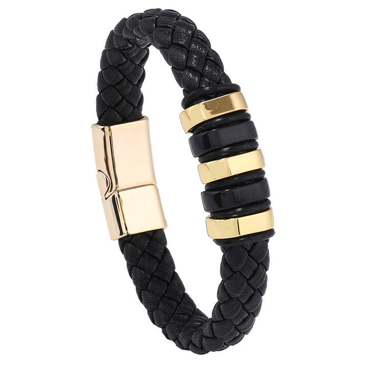 Multi-Layer-Leder-Wobenarmband-Handgelenksring