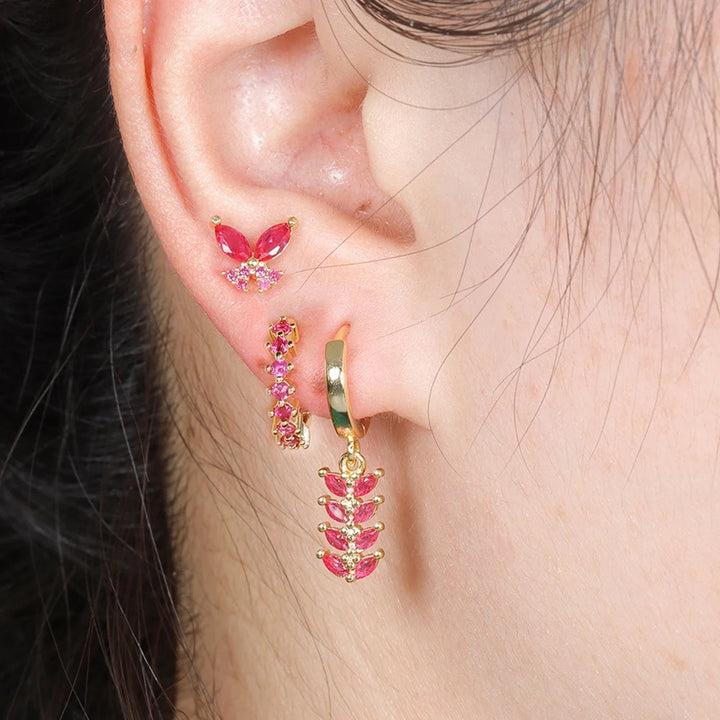 Clipul urechii creative frunze de culoare feminină la modă zircon
