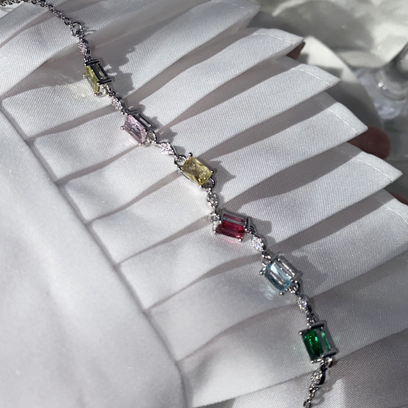 Crystal Element Colored Gems Bracelet Female 18k Platinum Plated