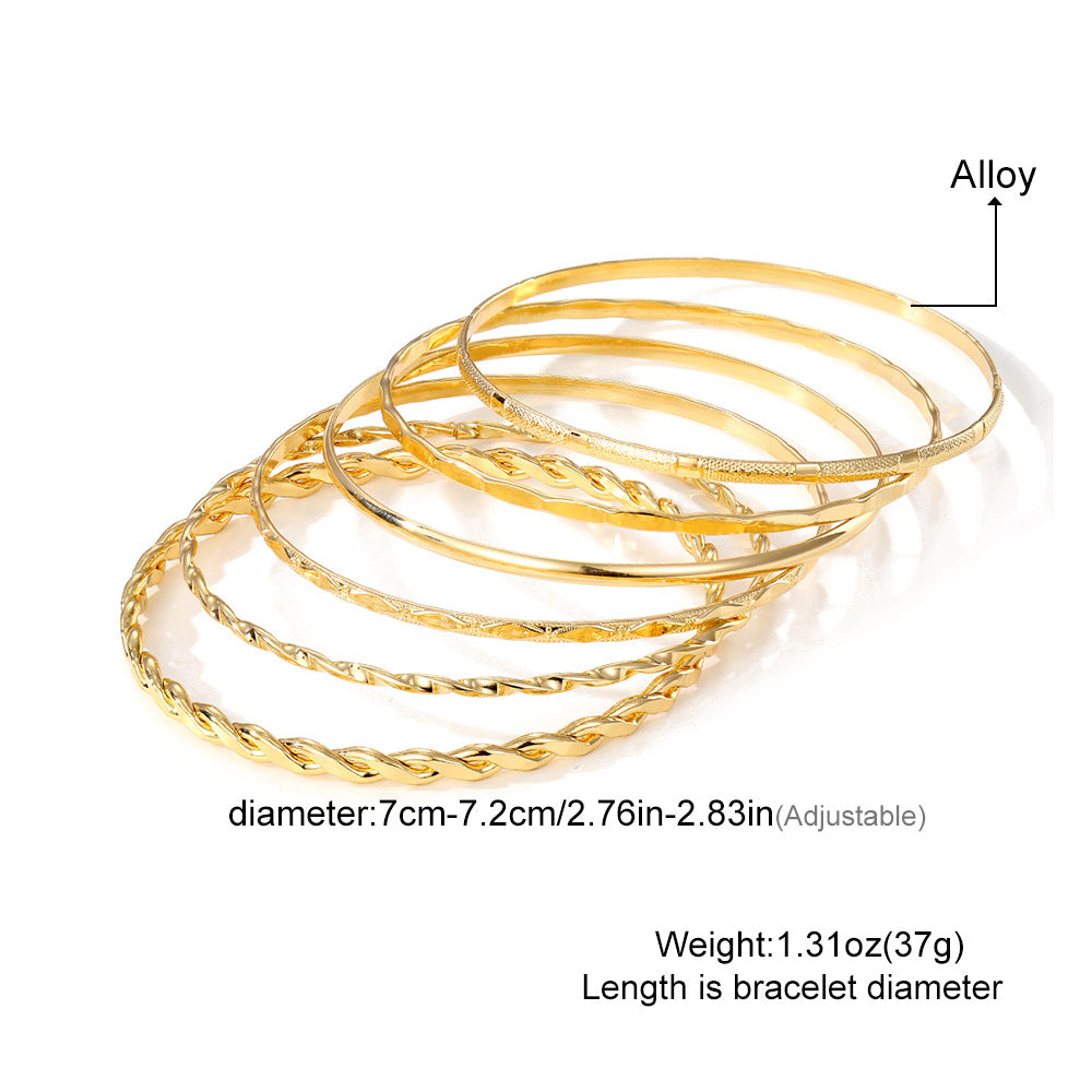 Twist Glossy Irregular Bracelet 6-piece Set