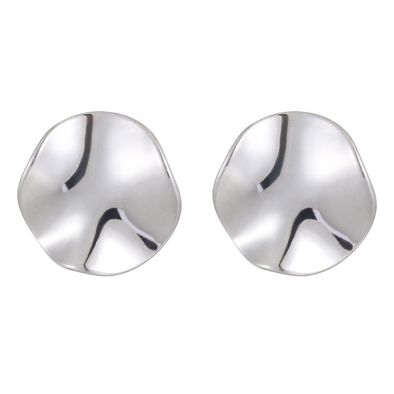 Large Round Glossy Stud Earrings Stainless Steel