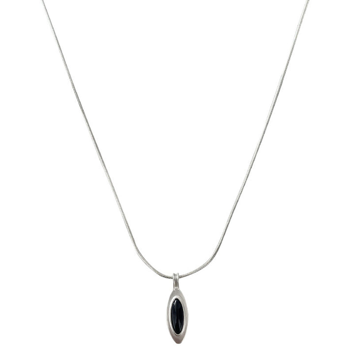 Black And White Oval Matte Water Drop Necklace For Women