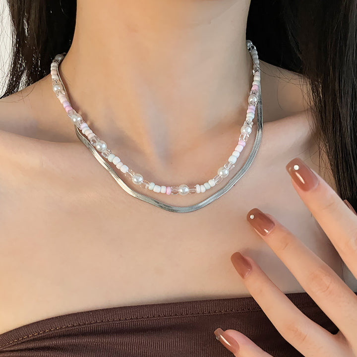 Kvinners fargerike perlet slangebenkjede halskjede