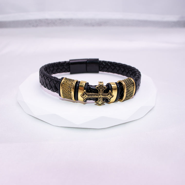 Woven Bracelet Woven Cross Men's Punk