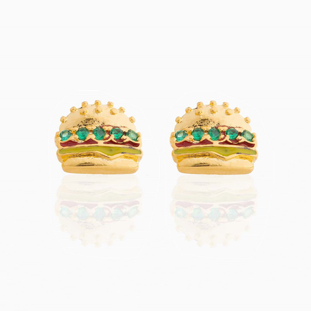 18K Real Gold Color-preserving Fruit Hamburger Series Ear Studs