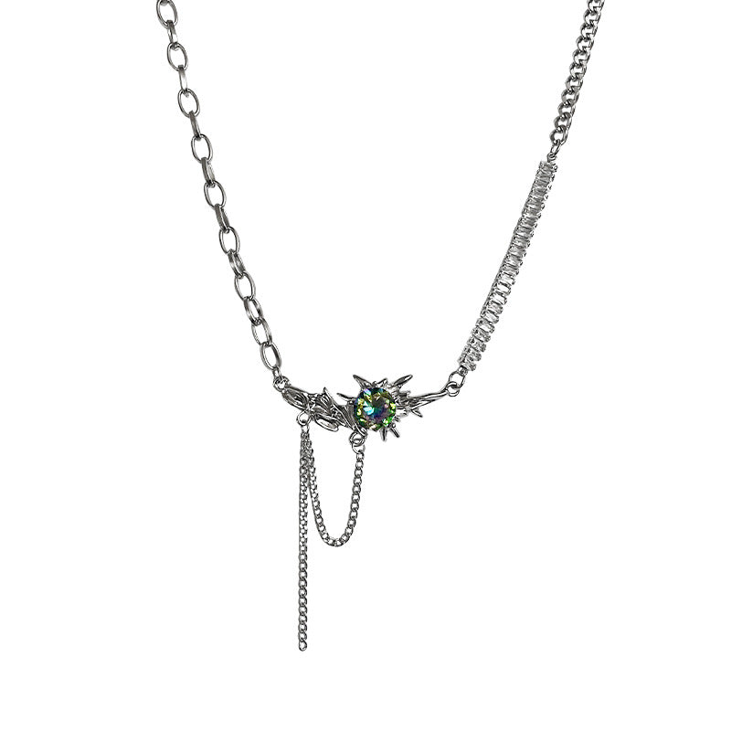 Special-interest Design Colorful Crystals Fringed Zircon Necklace