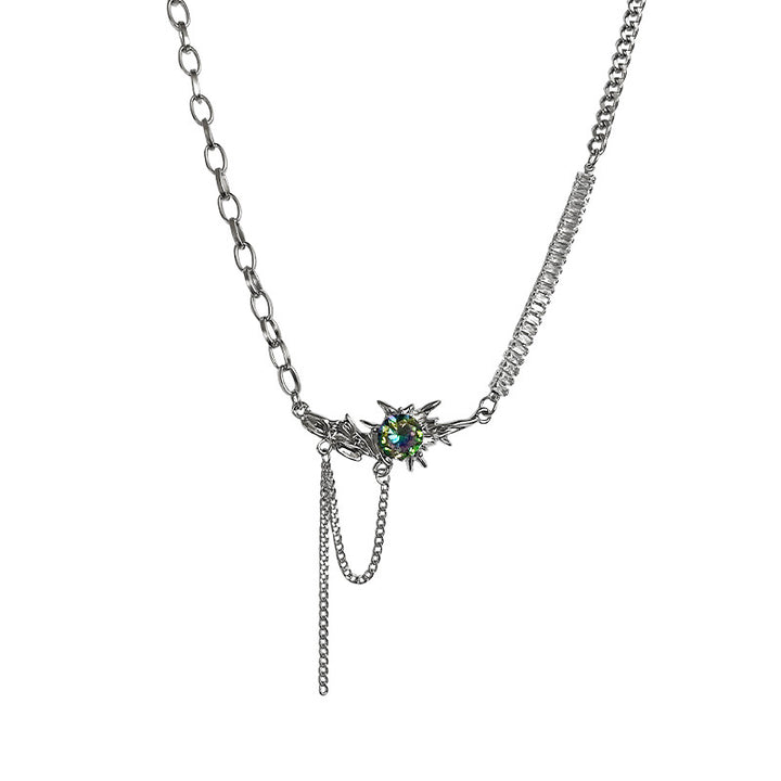 Spezialinteresse Design Buntes Kristalle Fransen Zirkon Halskette