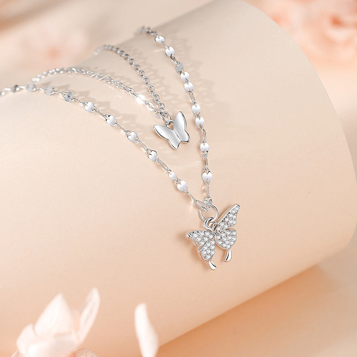 Rein Silber 999 Schmetterling Sterling Silber Halskette Erschwinglicher Luxusmodestil