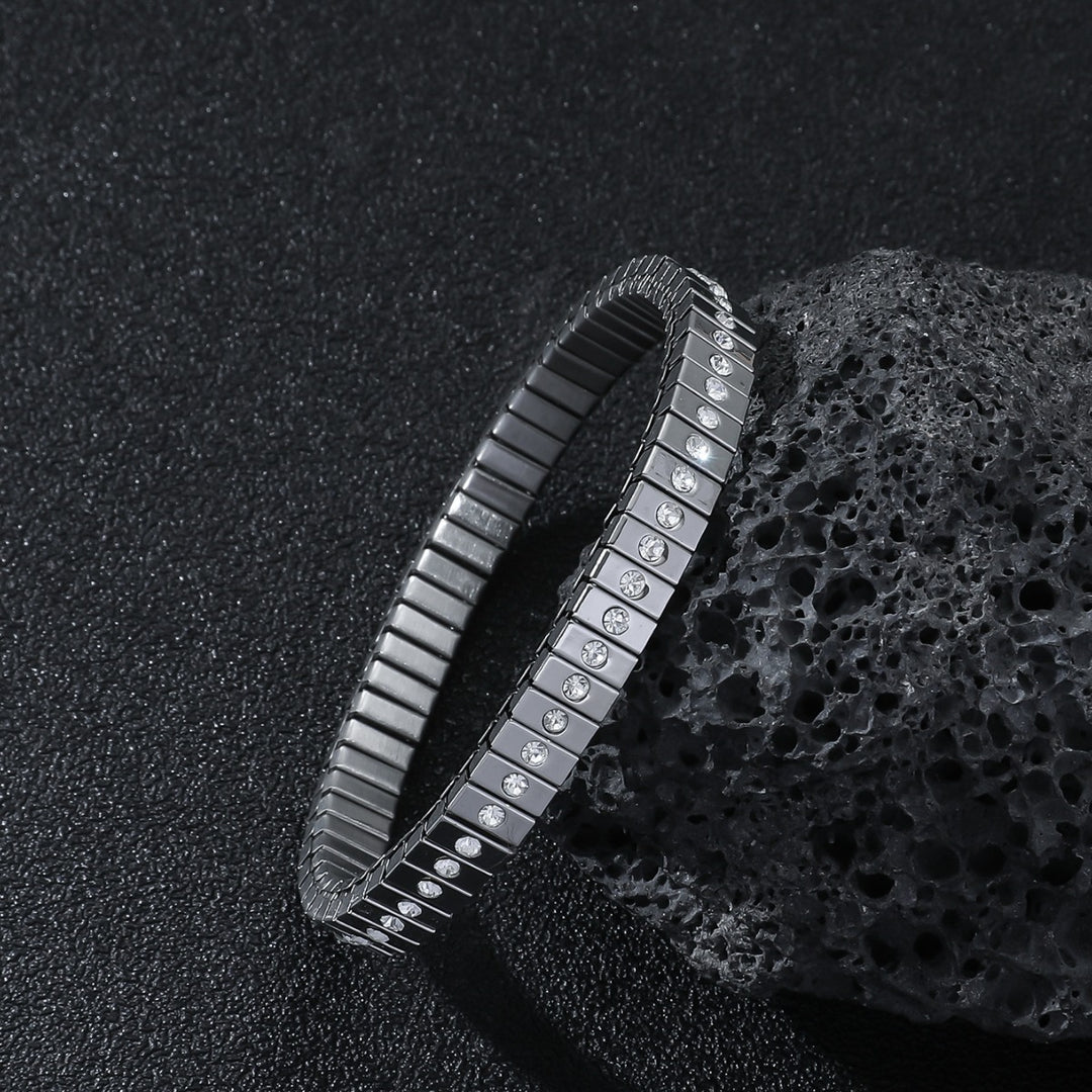 Erkekler için soğuk paslanmaz çelik elmas elastik bilezik