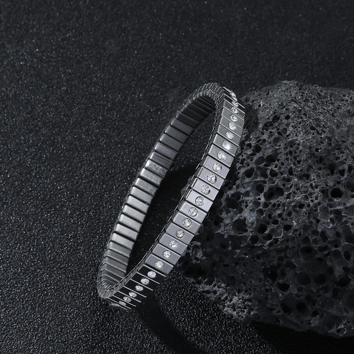 Brazalete elástico de diamante de acero inoxidable para hombres