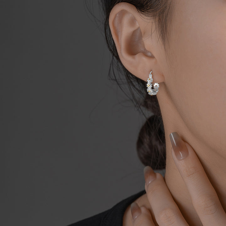 Sterling Silver Little Three-dimensional Geometric Earrings