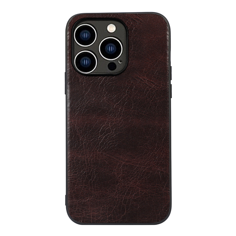 Fashion Solid Color Genuine Leather Phone Case