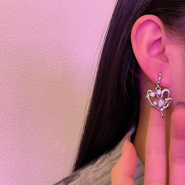Special-interest Design Lava Love Heart Stud Earrings