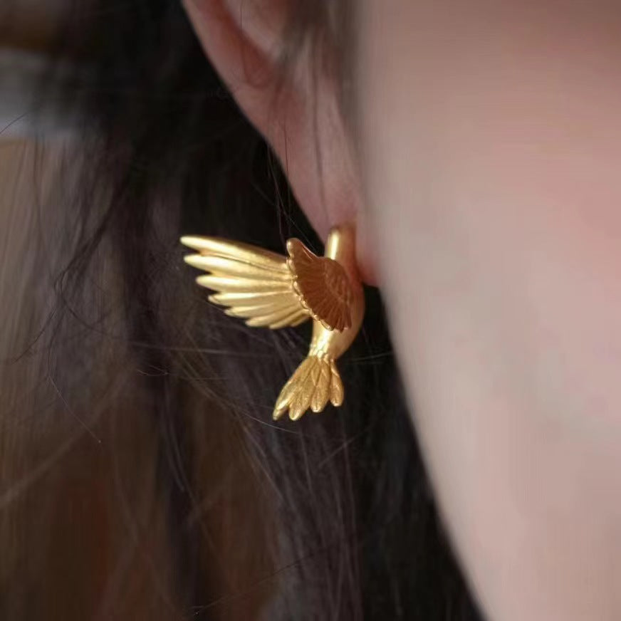 Creative Design Bird Stud örhängen kvinnlig litterär retro