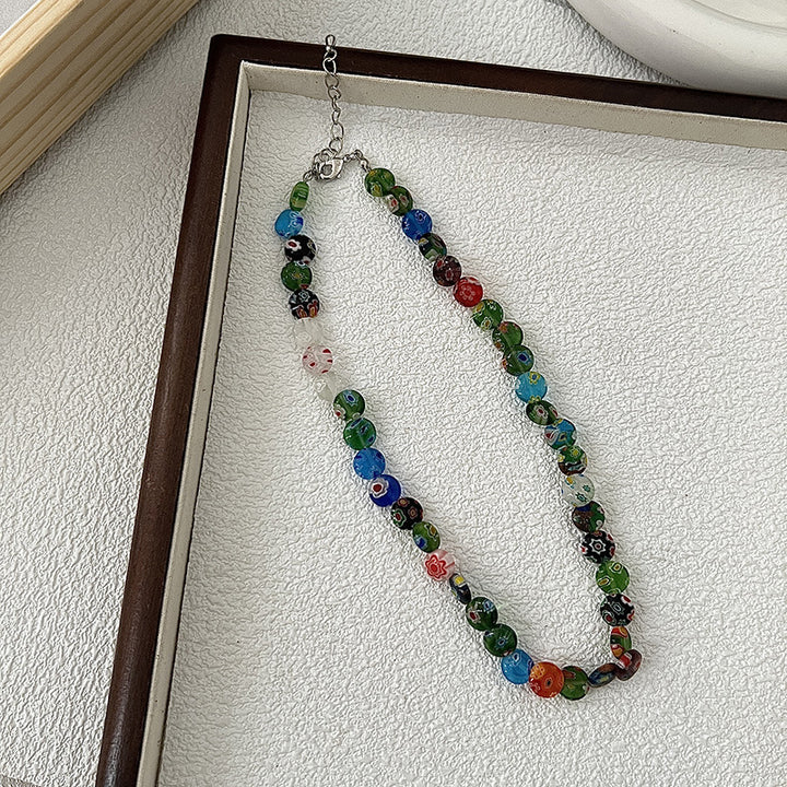 Frauen farbiger Glaze Perlen Halskette Design Sinn