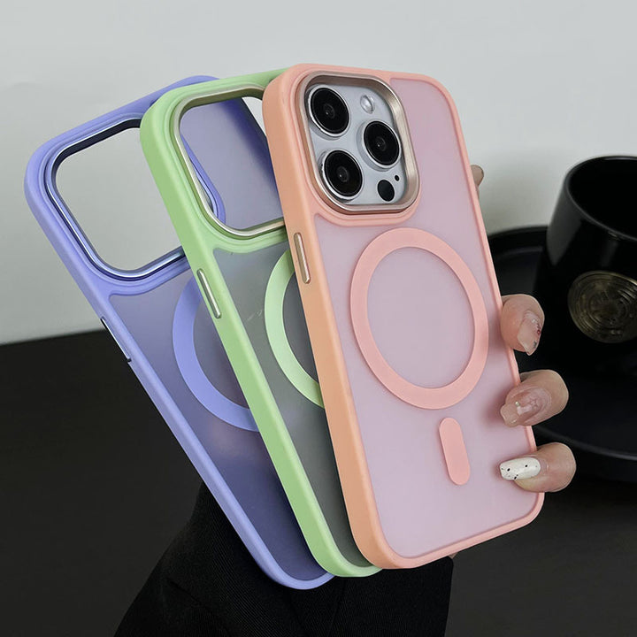 Frosted Magnetic Suction Large Hole Drop-resistant Phone Case