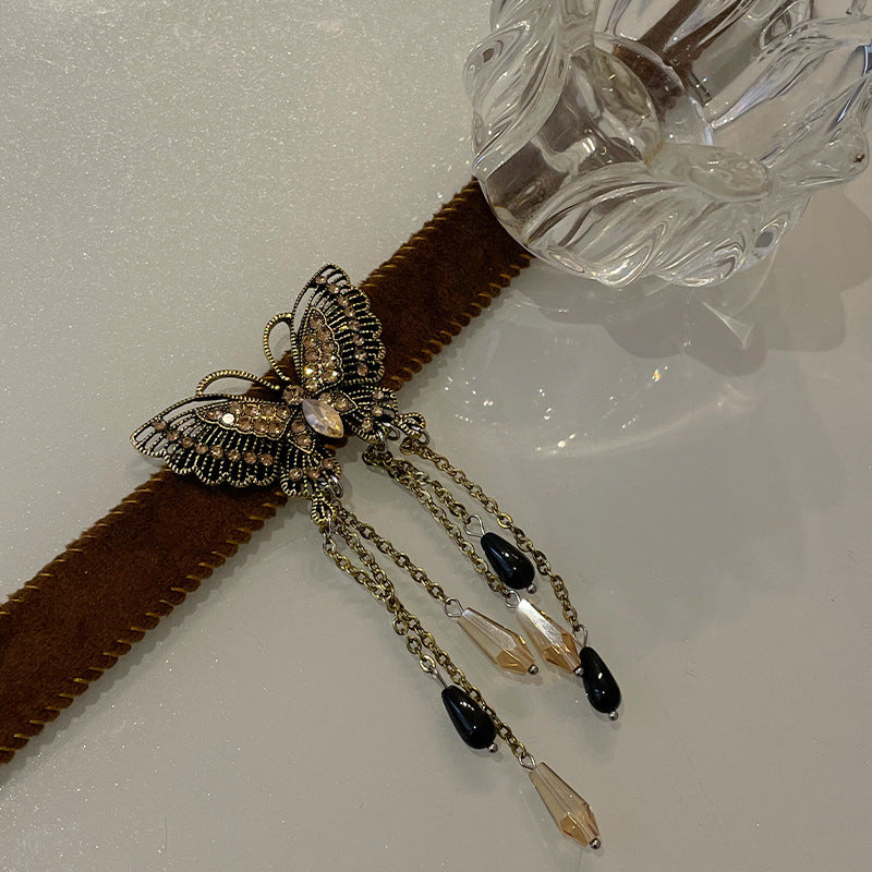 Retro fjäril Tassel halsband halsband