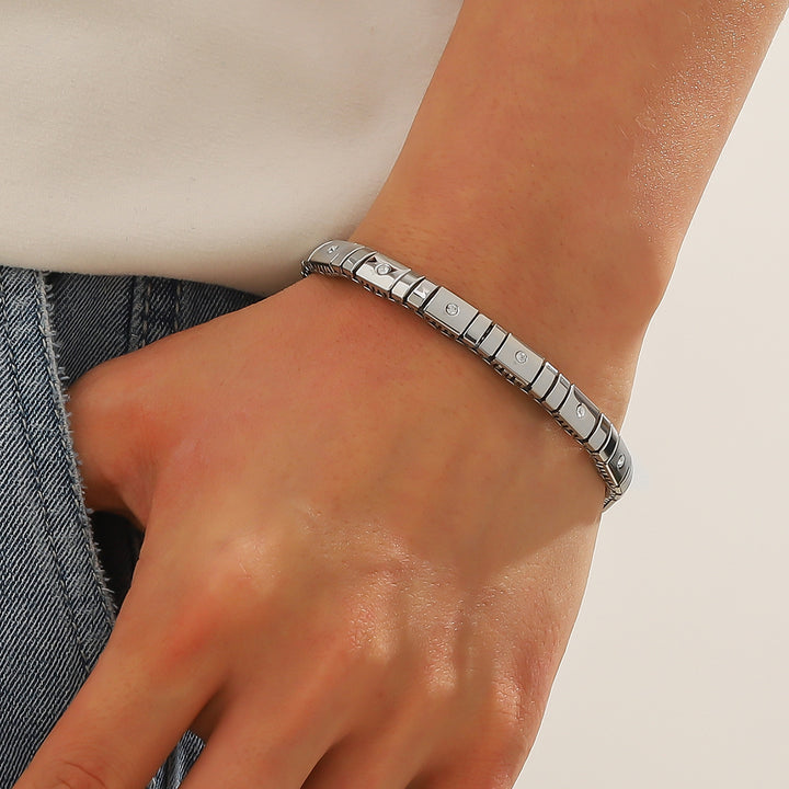 Bracelet élastique en diamant en acier inoxydable froid pour les hommes