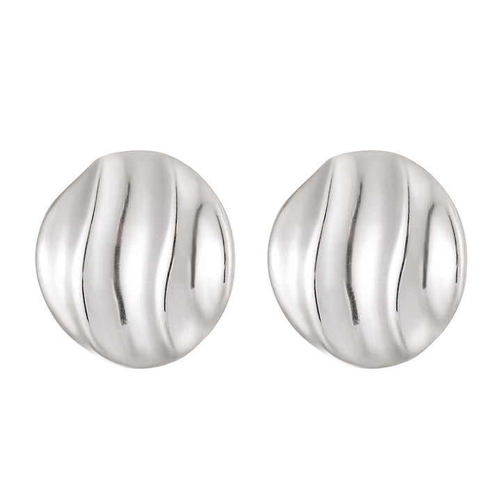 Retro Stainless Steel Studs Pleated Wave