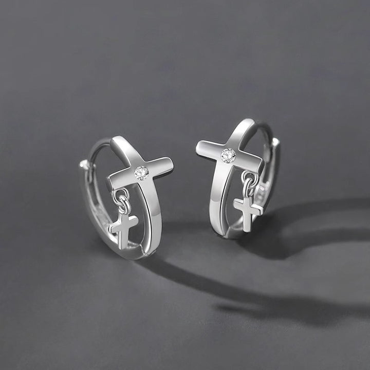 Personalitate americană Double Cross Niche Design Ear Earch pentru bărbați