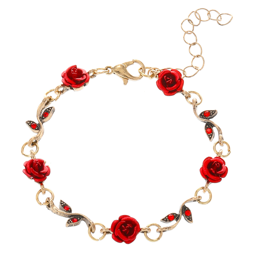 Collier de bracelet rose vintage ensemble de boucles d'oreilles en trois pièces
