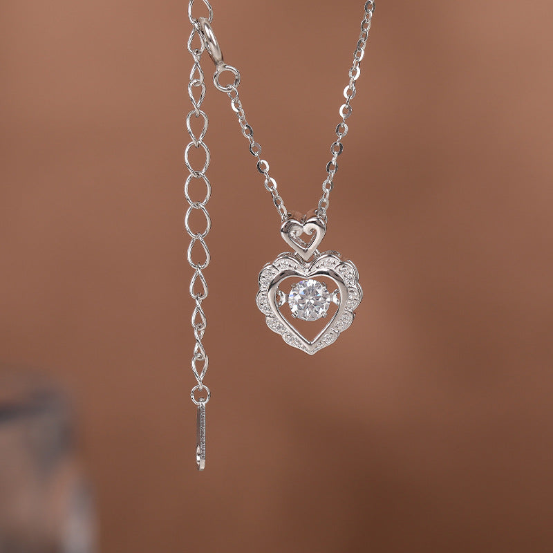 S925 Sterling Silber Loving Heart Halskette Frauen All-Match-High-End-Mode