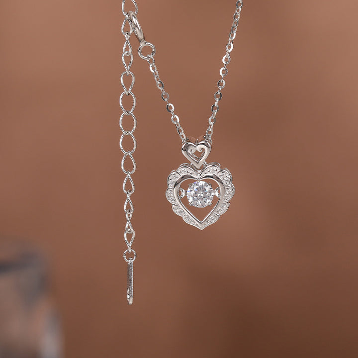 S925 Sterling sølvelskende hjerte halskjede kvinners high-end mote