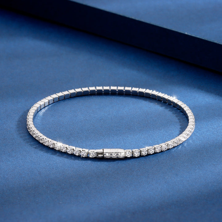Bracelet de tennis romain en diamant en argent sterling incrusté de 2 mm