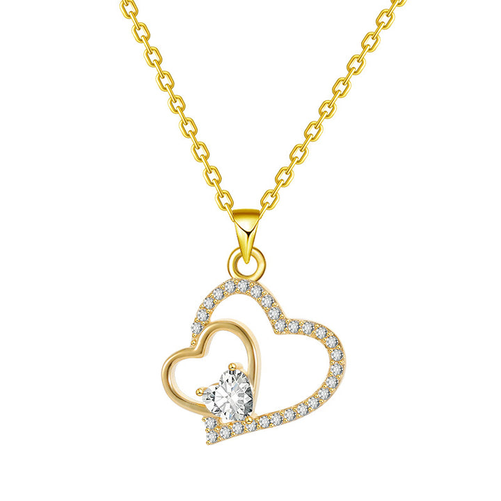 S925 Silver Heart Diamond Anhänger Halskette