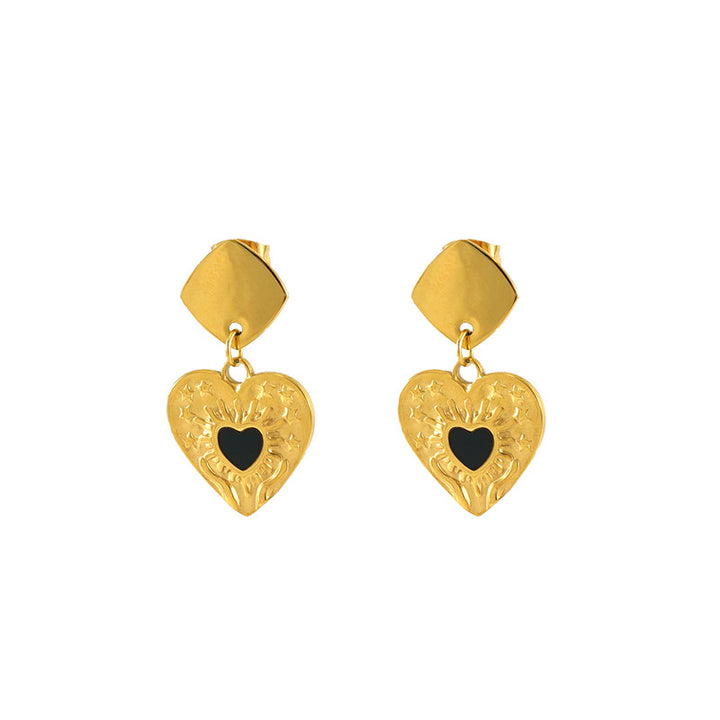 Dripping Oil Heart Earrings Female Stylish Pendant