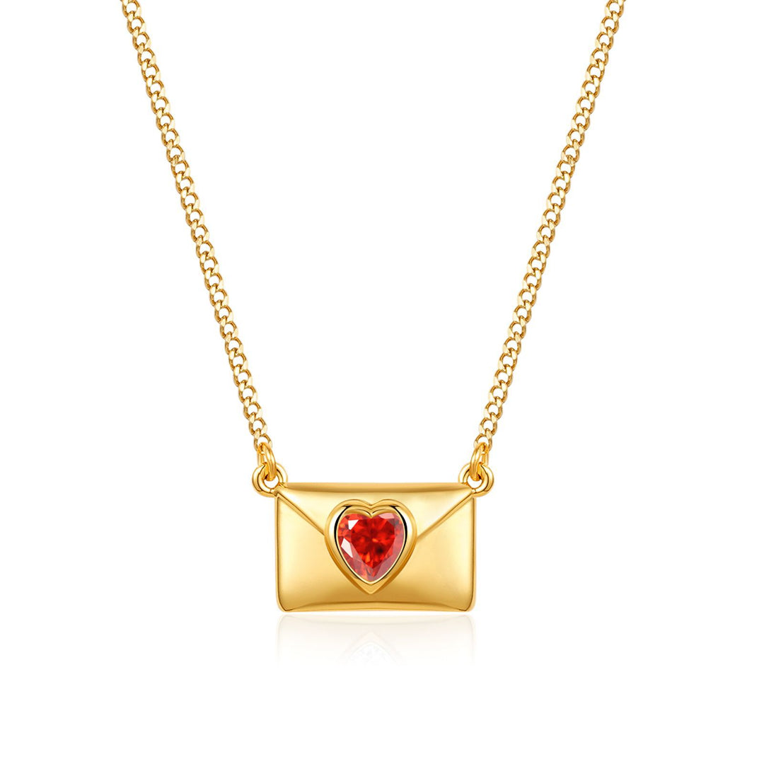 Mode simple en acier inoxydable lettre d'amour aimant coeur zircon pendant collier