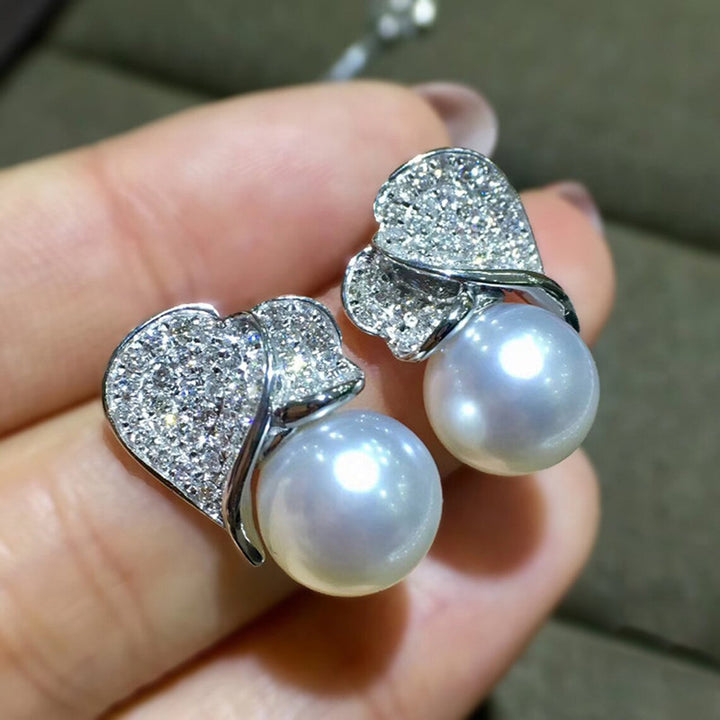 Squisiti orecchini a foglia di perle design