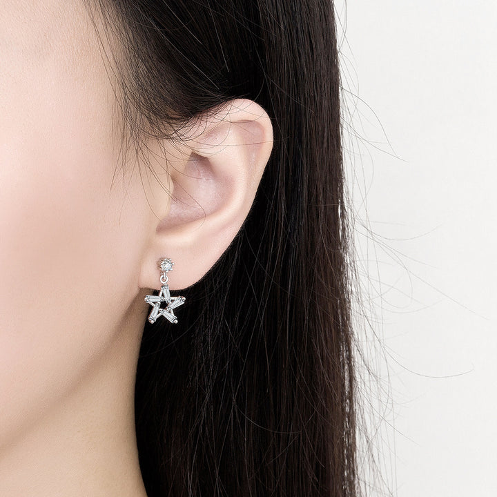Boucles d'oreilles en zircon élégant zircon pentagram des femmes