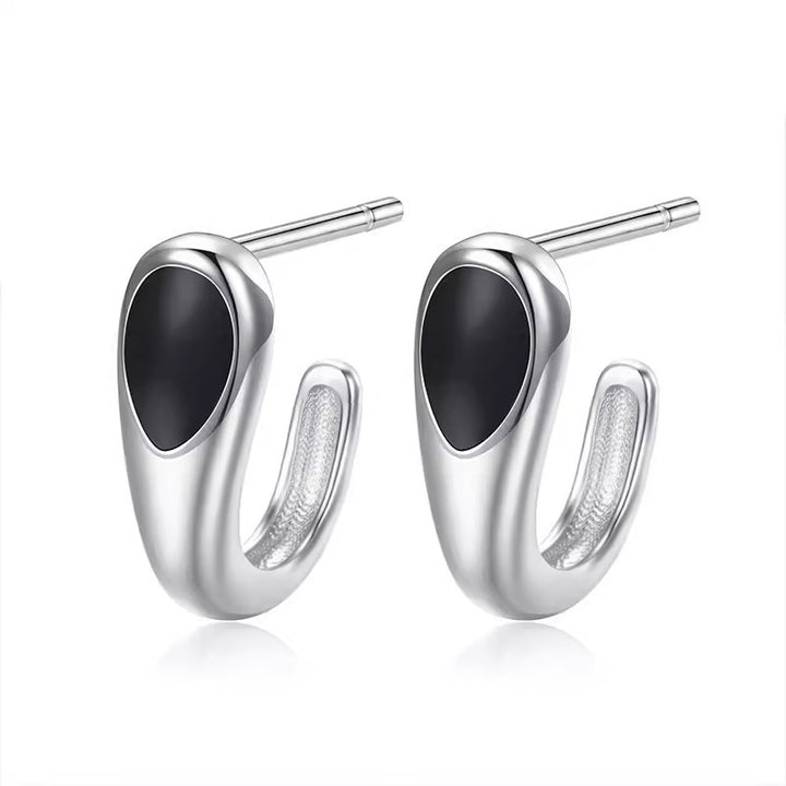Sterling argintiu cu apă neagră picătură de urechi moda bărbaților
