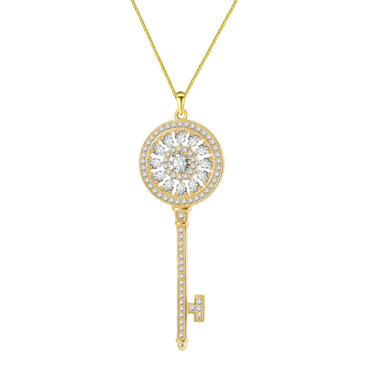 S925 Sterling Silver Key Diamond-studded Necklace