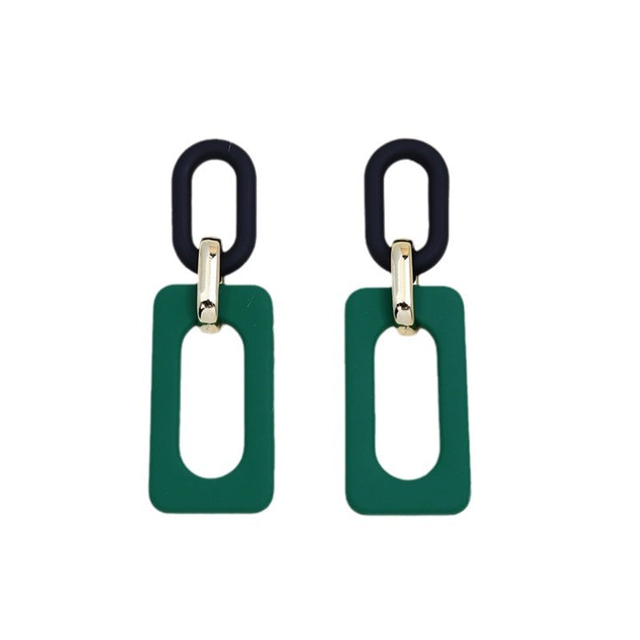 Rectangular Hollow Out Stitching Acrylic Earrings Retro