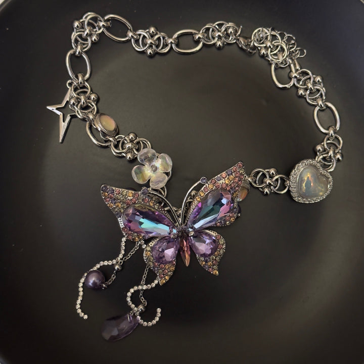 Bijoux lourde collier de papillon violet