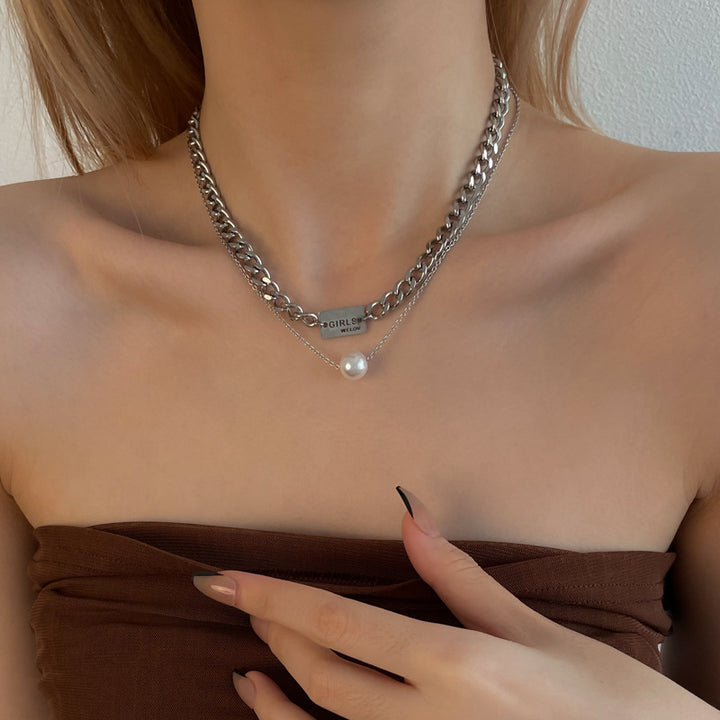 Colierul de perle din oțel din oțel din titan pentru femei nu se estompează