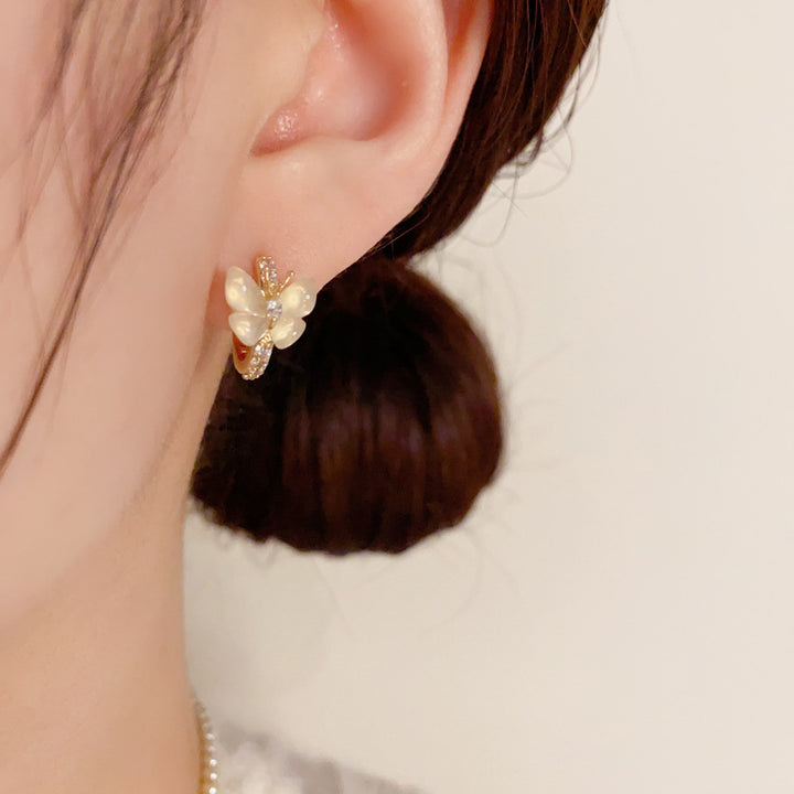 Korean Style Affordable Luxury Fashion High-grade Zircon Butterfly Ear Clip Special-interest Design